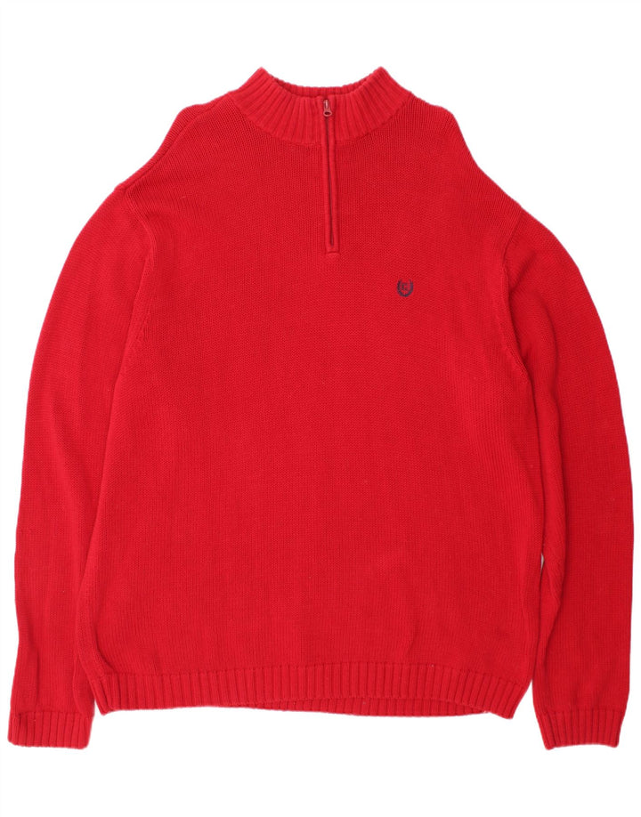 Suéter masculino Chaps com zíper e gola 2XL de algodão vermelho