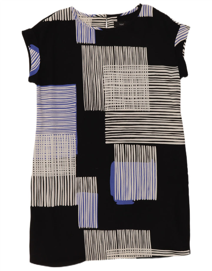 Próximo Vestido Shift Feminino UK 14 Grande Poliéster Geométrico Preto