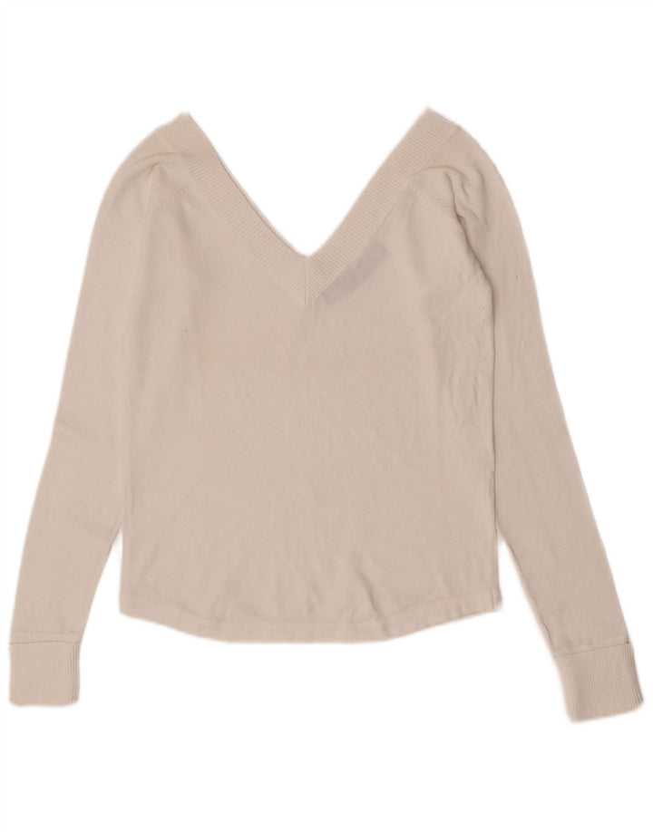 Blusa feminina Zara Top UK 14 grande algodão branco