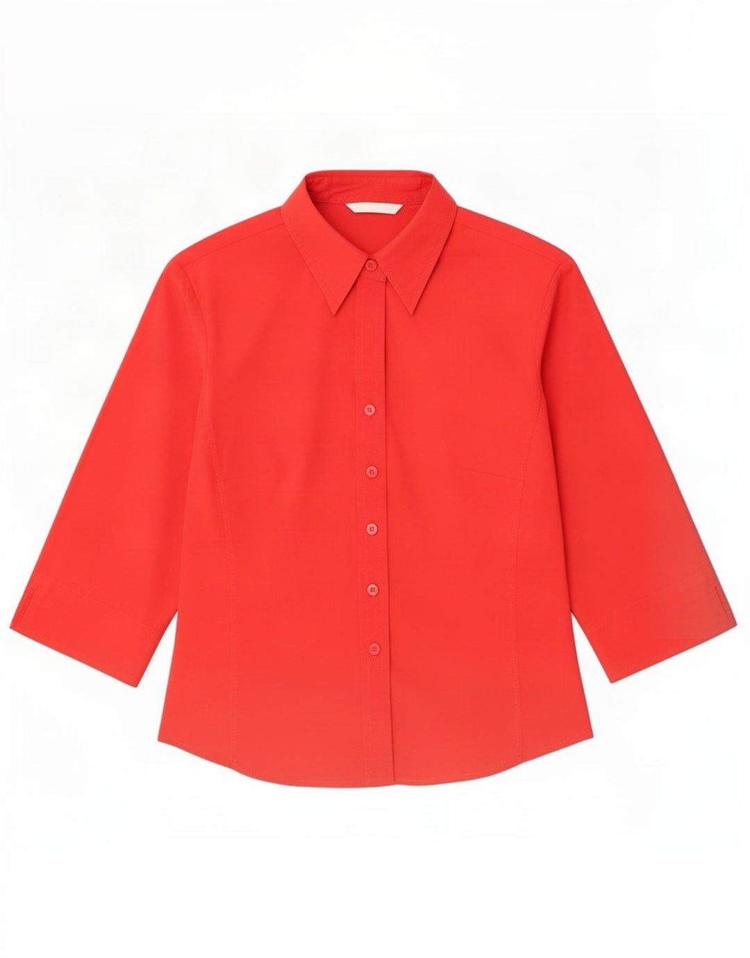 Camisa feminina de manga 3/4 da Marks & Spencer Reino Unido 10 pequena de algodão vermelho