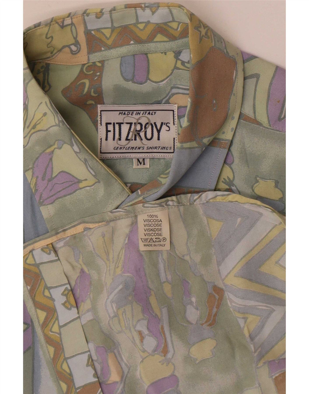 Fitzroy Mens Abstract Pattern Camisa de manga curta média multicolorida