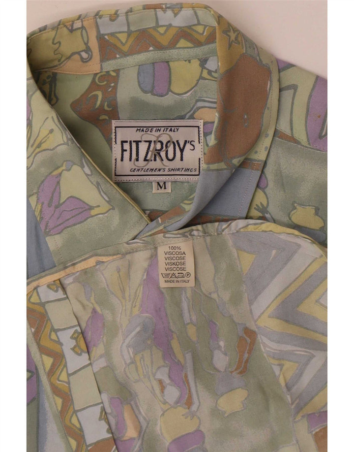 Fitzroy Mens Abstract Pattern Camisa de manga curta média multicolorida