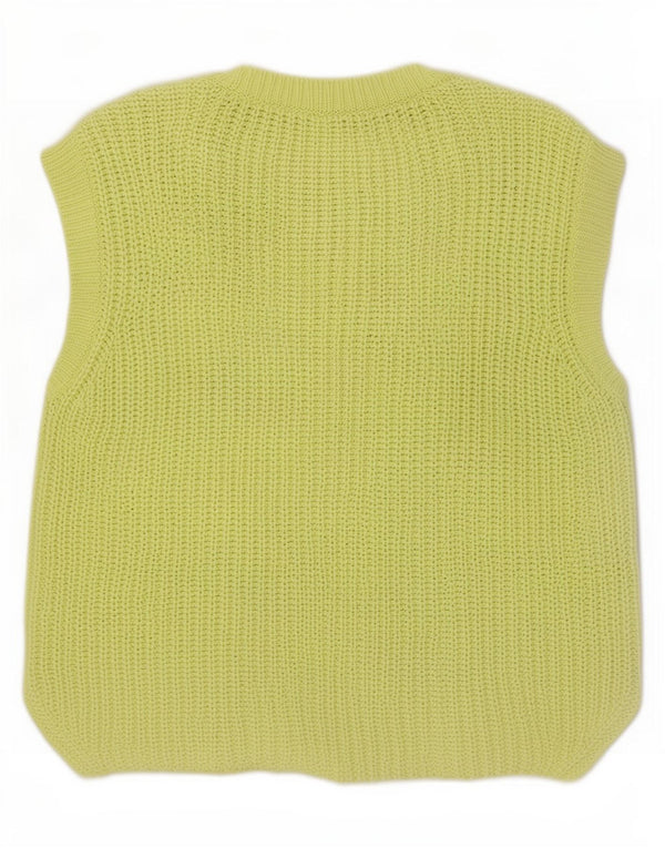 Zara Womens Oversized Vest Tank Top UK 10 Pequeno Algodão Amarelo