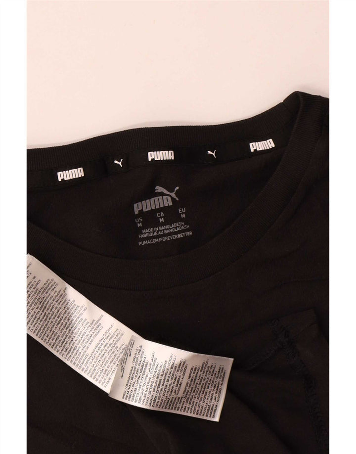 Puma Mens Graphic T-Shirt Top Médio Algodão Preto