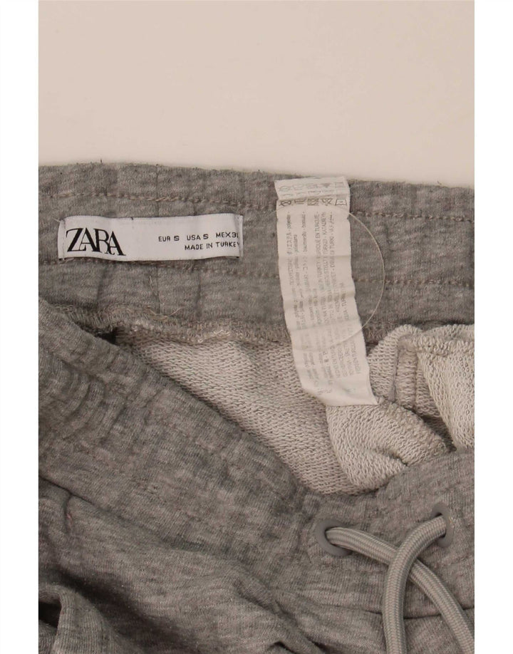 Calça de treino feminina Zara Joggers UK 8 pequeno poliéster cinza