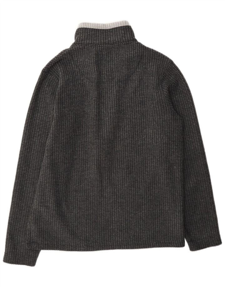 Weird Fish Masculino Zip Neck Fleece Jumper Cinza Médio Colourblock Poliéster