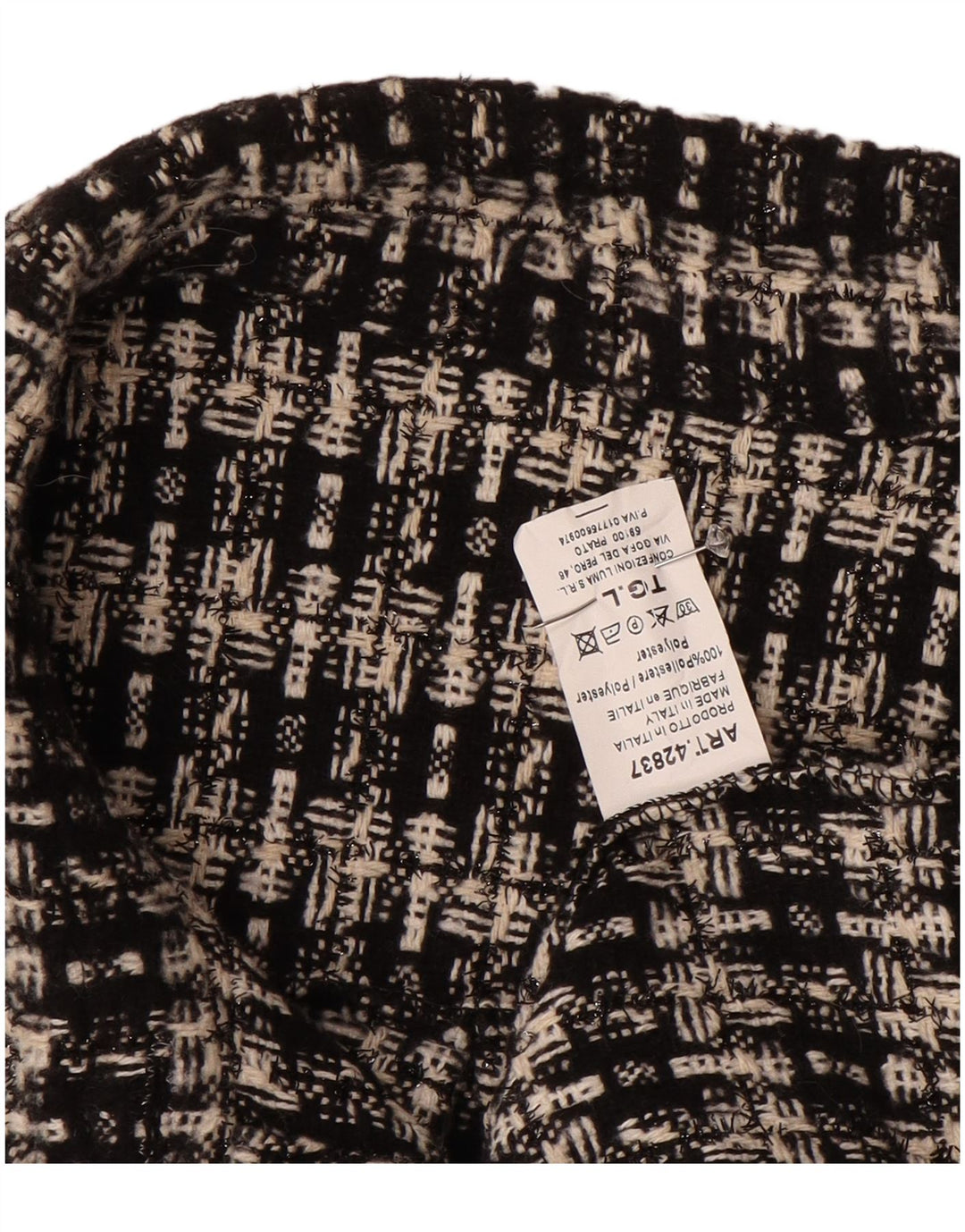 Camiseta feminina vintage de malha UK 16 grande poliéster xadrez preto