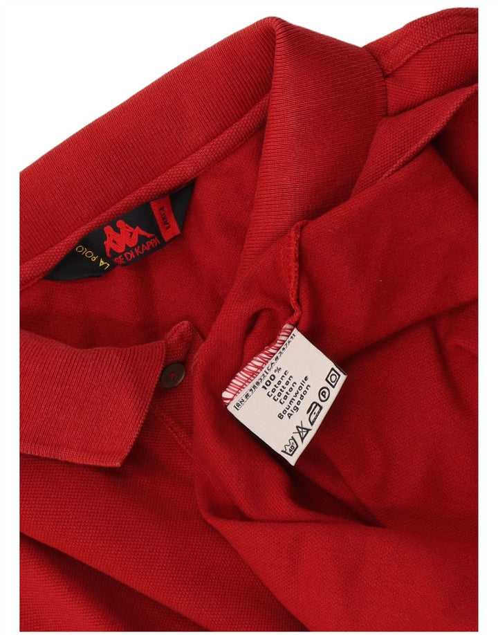 Camisa polo masculina de manga comprida Kappa grande algodão vermelho
