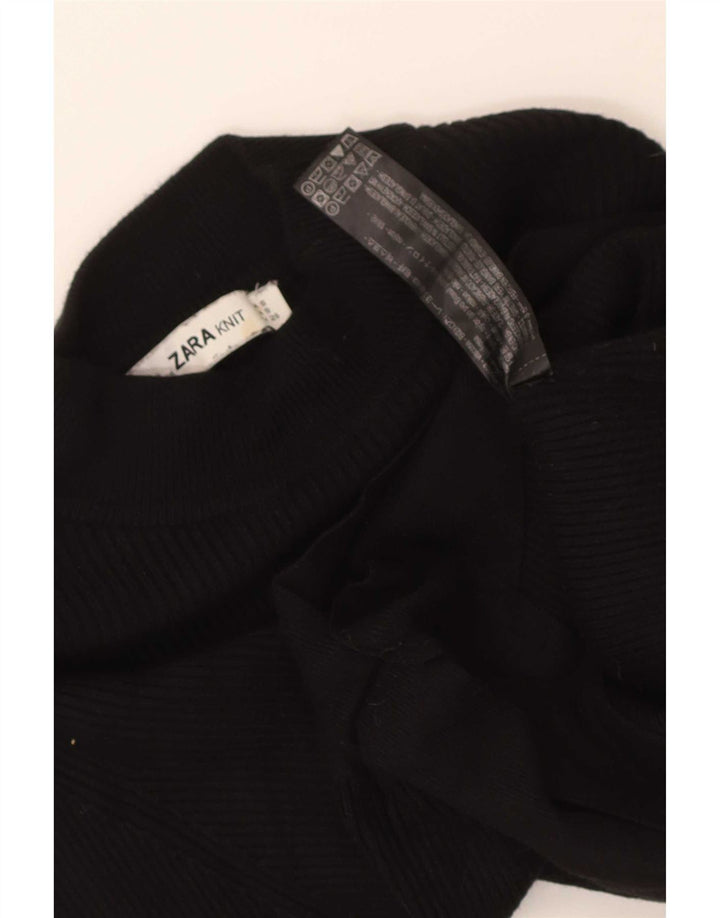 Zara Womens Crop Top Manga Longa Reino Unido 8 Pequena Viscose Preta