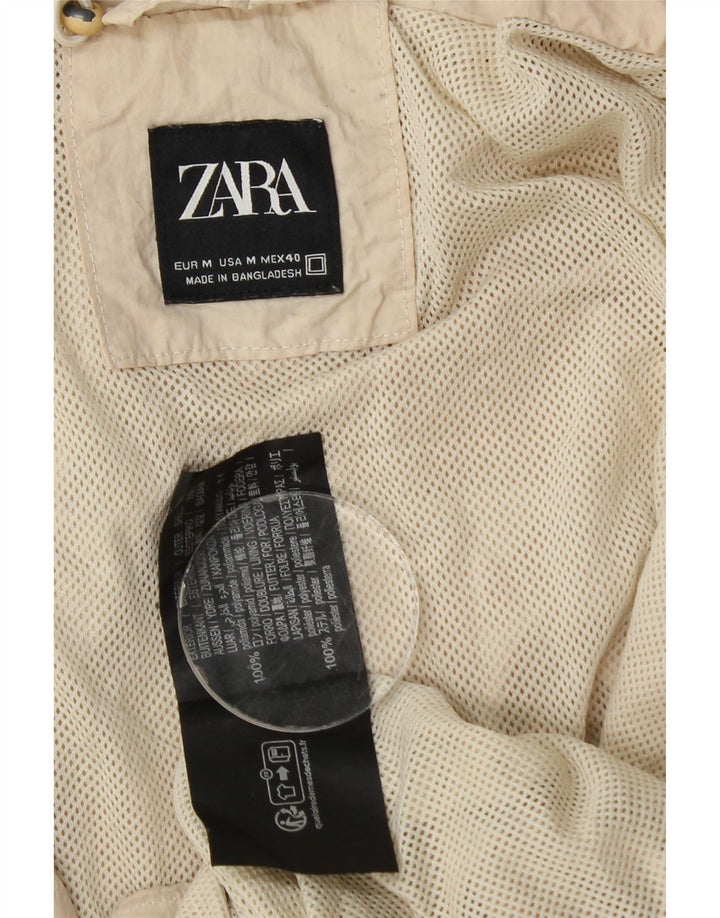 Zara Womens Hooded Oversized Rain Jacket Reino Unido 14 Médio Bege