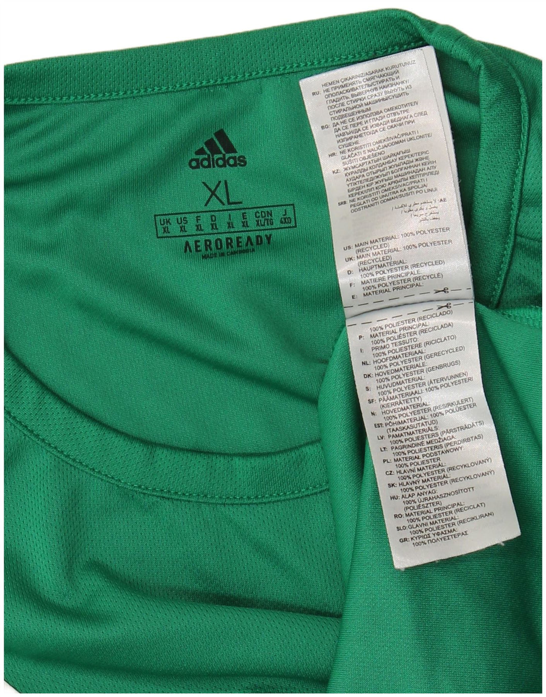 Adidas Mens Aeroready Camiseta Top XL Verde Colorblock Poliéster