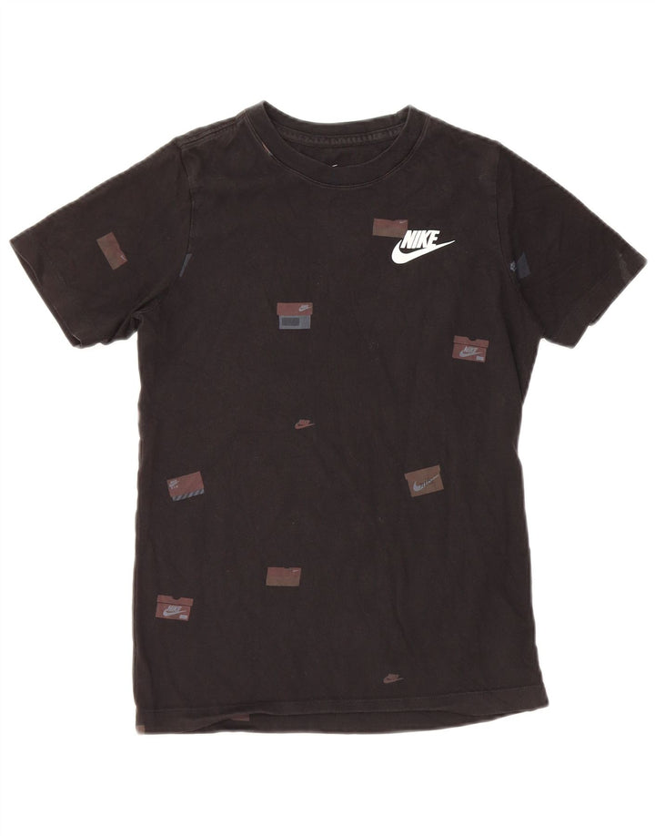 Camiseta gráfica masculina NIKE Top 10-11 anos médio preto algodão