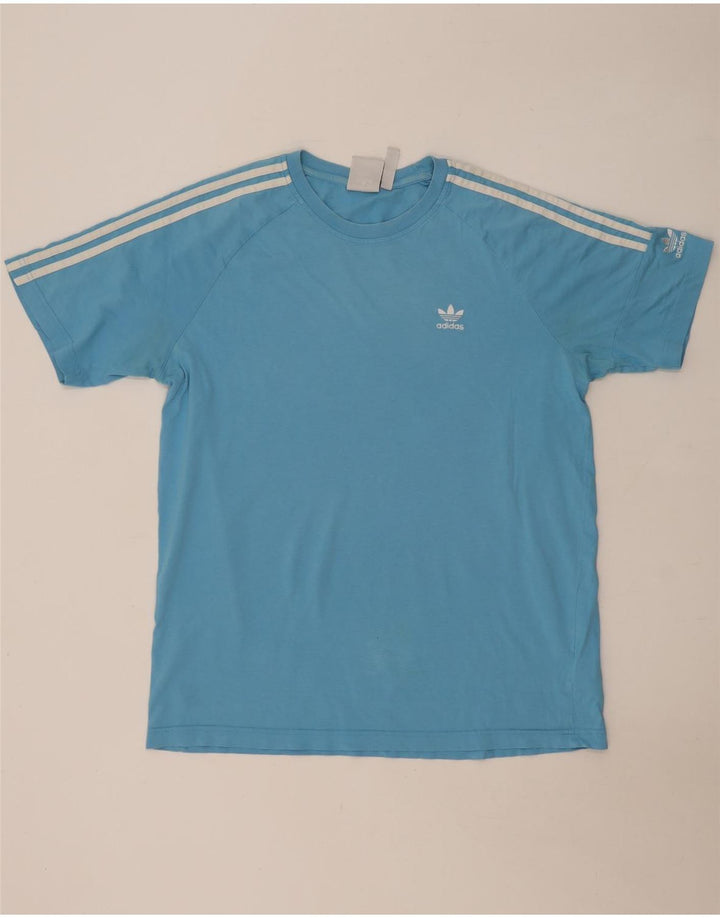 Adidas Mens Camiseta Top Grande Algodão Azul