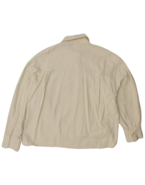 Camisa oversized feminina Zara UK 6 XS algodão branco