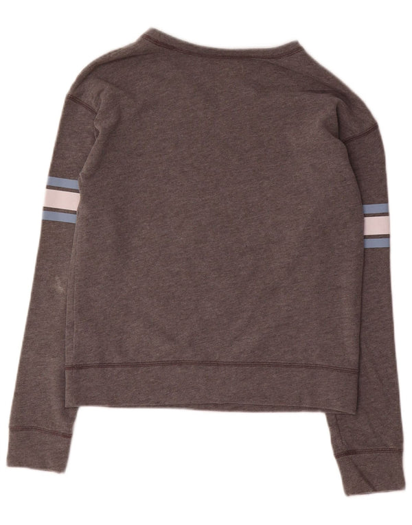 Hollister feminino gráfico moletom jumper UK 6 XS cinza colorblock