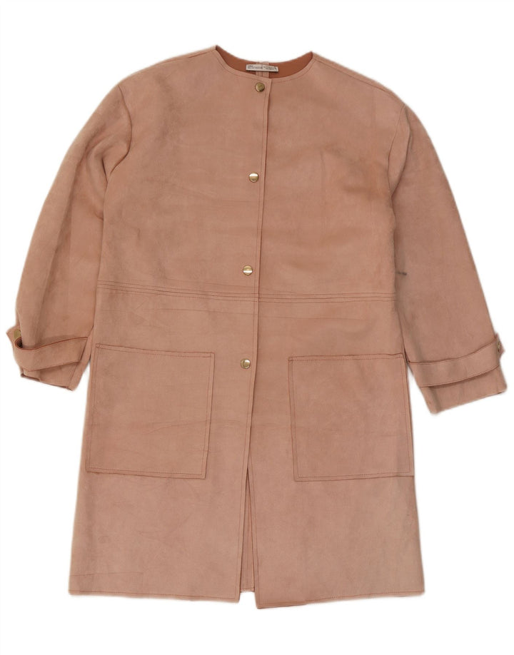 Sobretudo feminino Zara UK 10 pequeno poliéster rosa