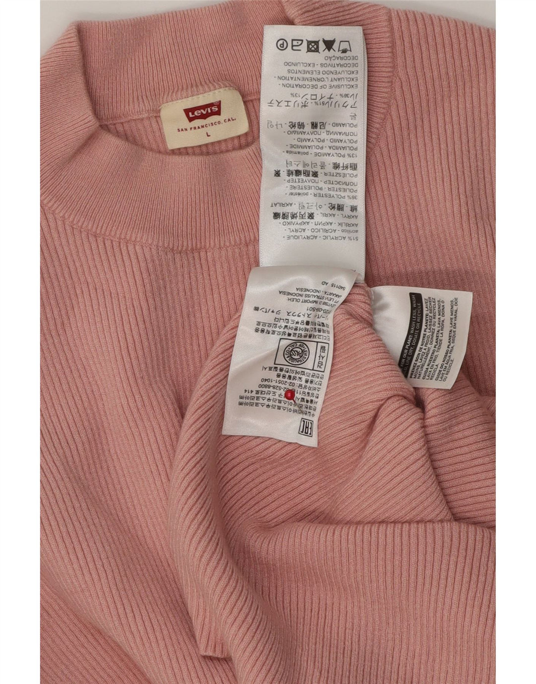 Top cropped feminino Levi's manga comprida UK 16 grande acrílico rosa