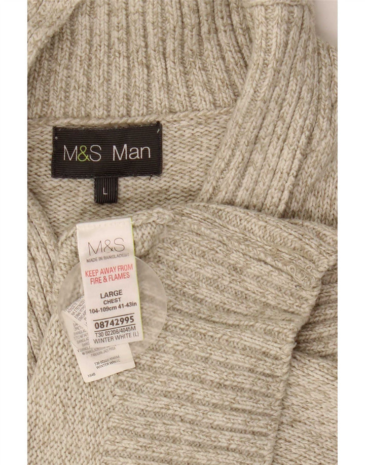 Suéter masculino Marks & Spencer com gola xale grande acrílico cinza