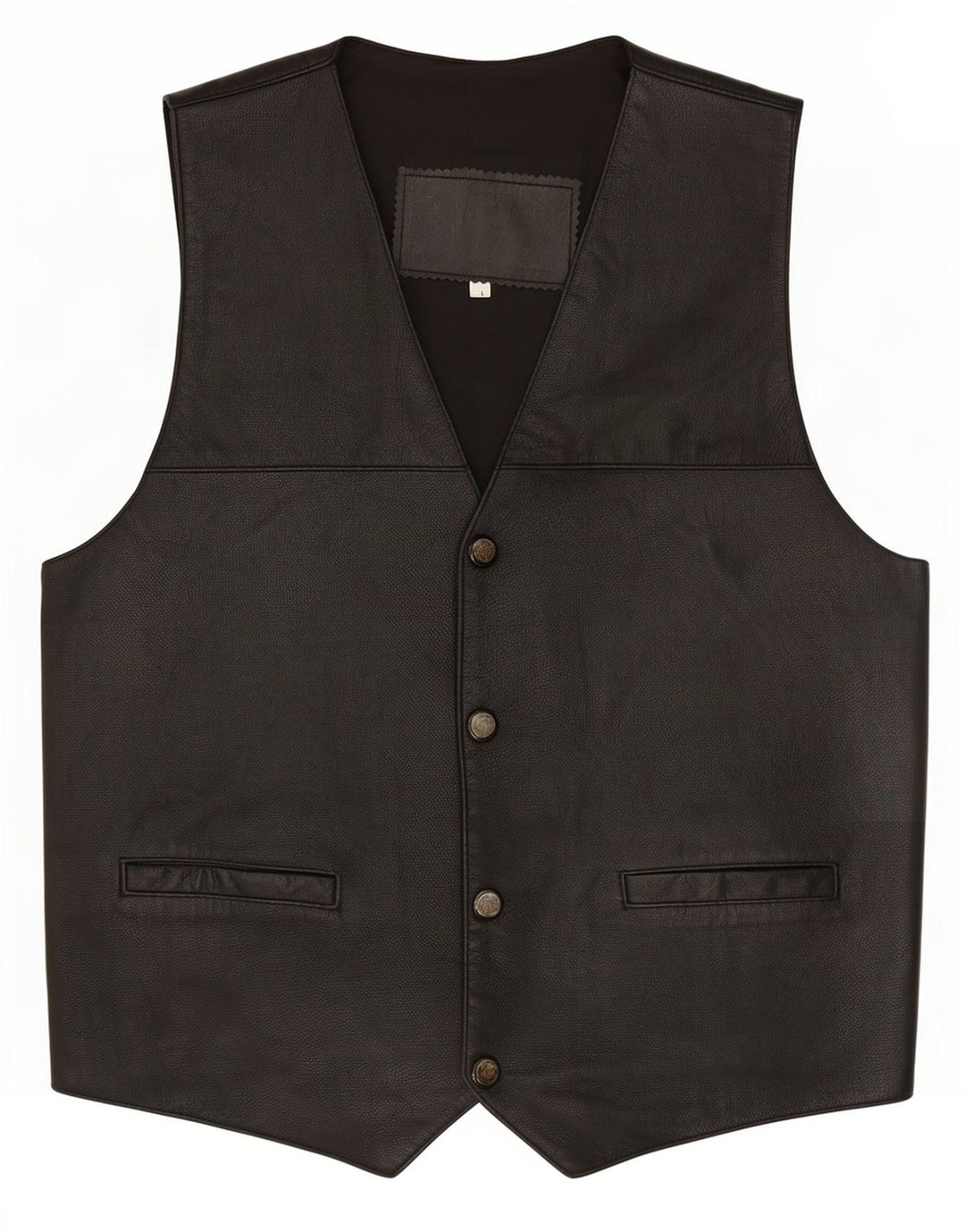 Colete de couro masculino vintage grande preto
