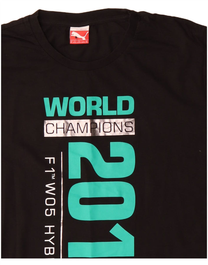 Puma Mens Graphic T-Shirt Top 2XL Algodão Preto