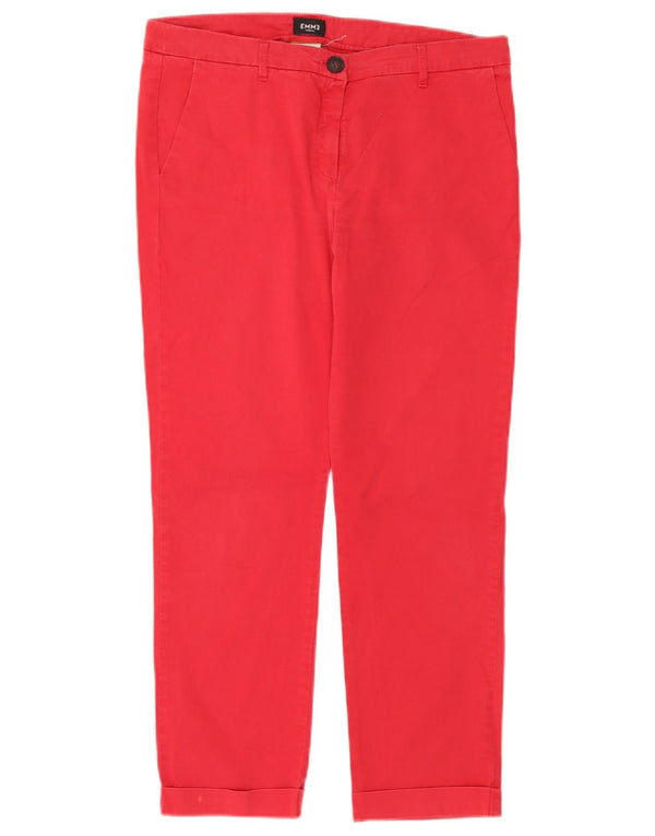 Calça feminina Marella EMME reta cortada Reino Unido 12 médio W32 L26 vermelho