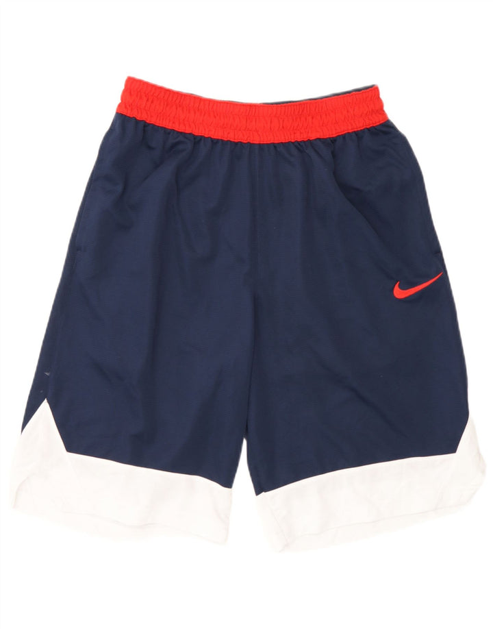 Shorts esportivos masculinos Nike Dri Fit pequenos em poliéster azul marinho
