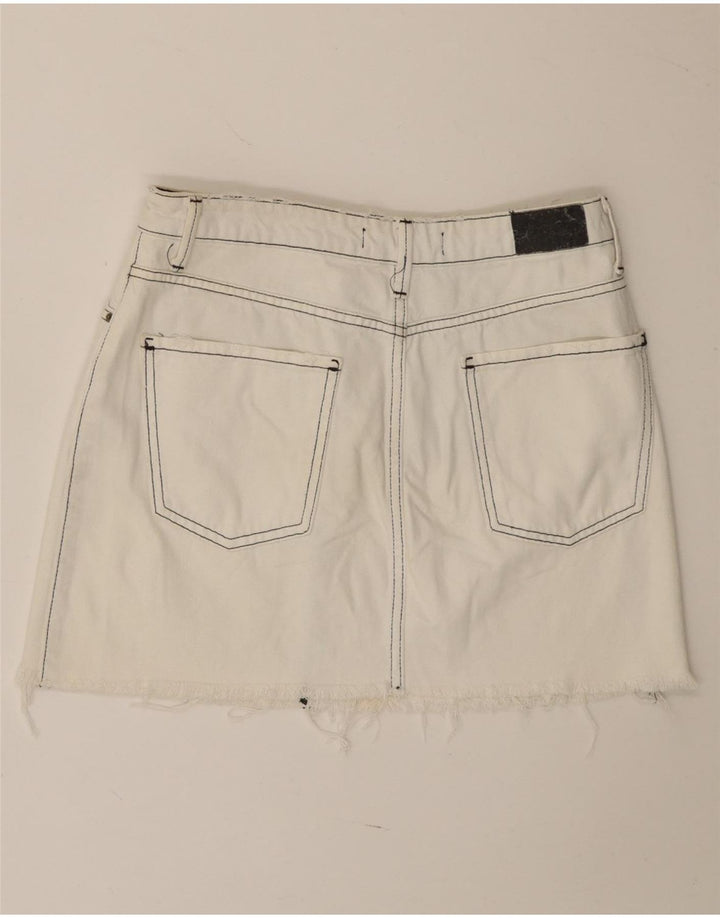 Mini saia jeans feminina Zara pequena W27 branca