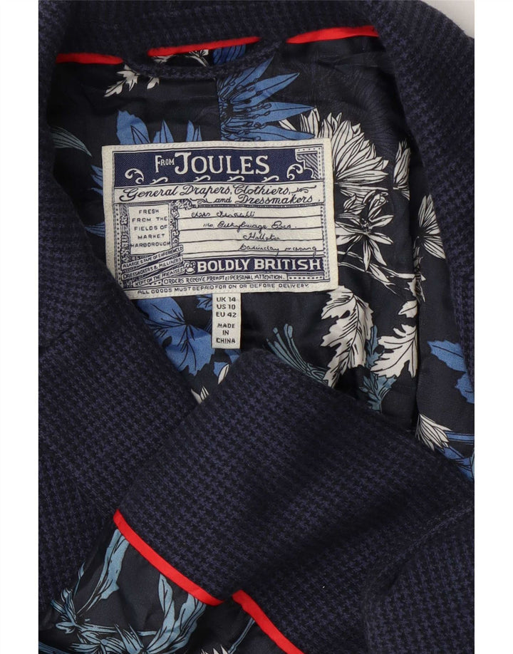 Jaqueta blazer feminina Joules com 2 botões Reino Unido 14 grande azul marinho Houndstooth