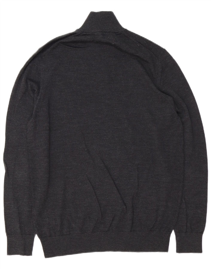 Suéter masculino Marks & Spencer Autograph com zíper e gola cinza médio