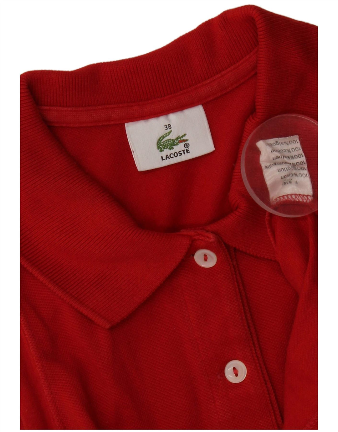 Camisa polo feminina sem mangas Lacoste tamanho 38 algodão vermelho médio