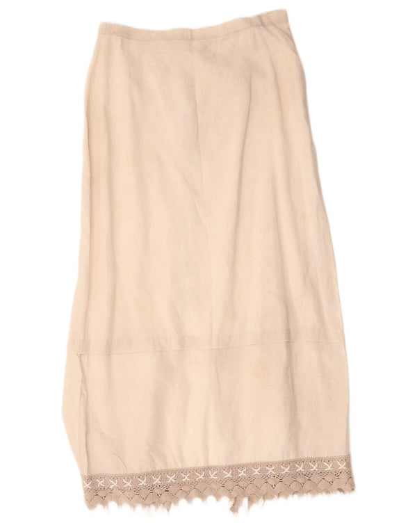 L.Pucci Saia Midi Feminina IT 44 Médio W28 Linho Bege