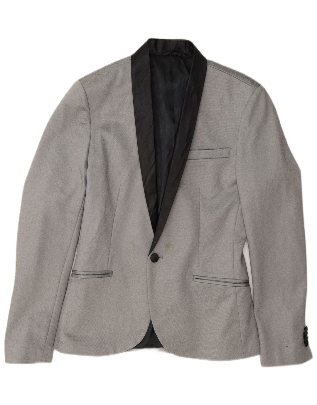 Jaqueta blazer masculina Zara com 1 botão UK 36 poliéster cinza pequeno