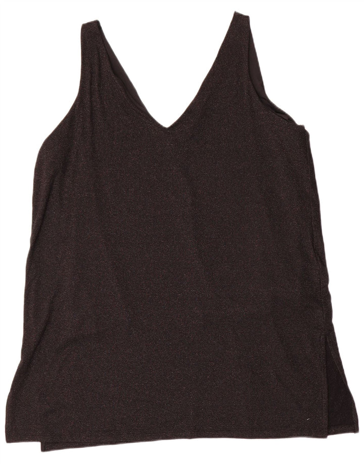 Blusa feminina sem mangas Marks & Spencer UK 20 2XL viscose preta