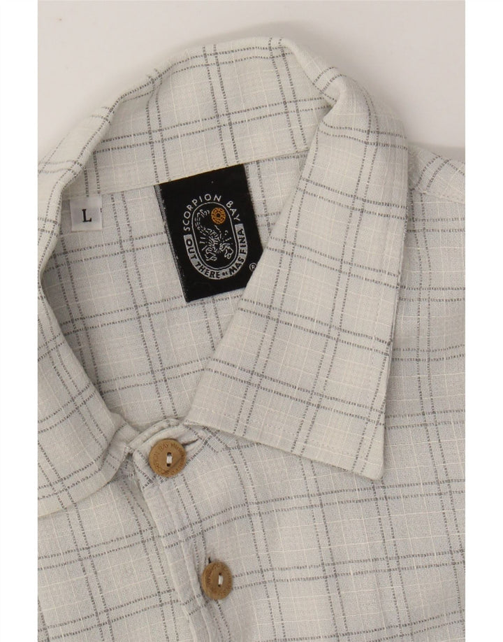Camisa masculina de manga curta SCORPION BAY grande xadrez branco