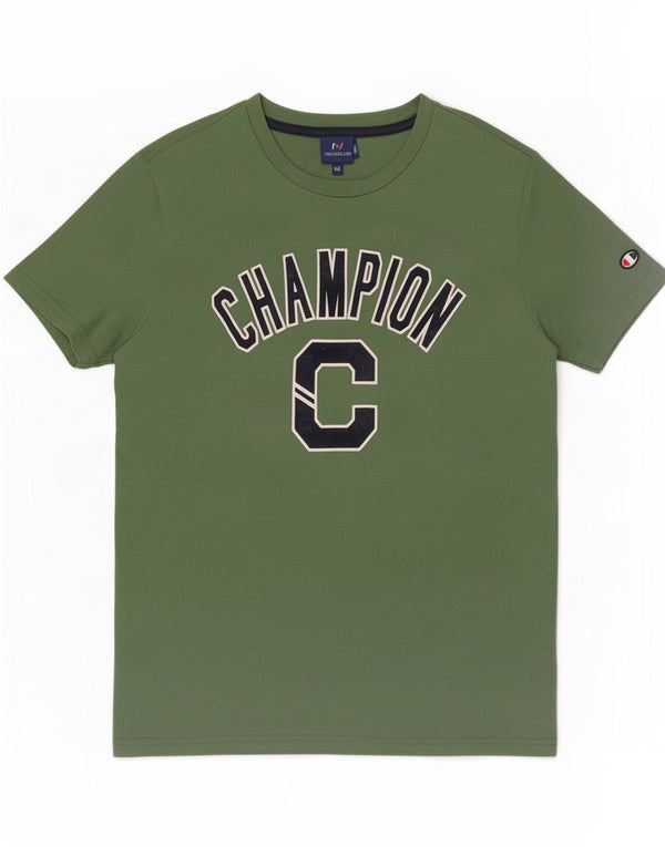 Campeão Mens Graphic T-Shirt Top Médio Algodão Verde