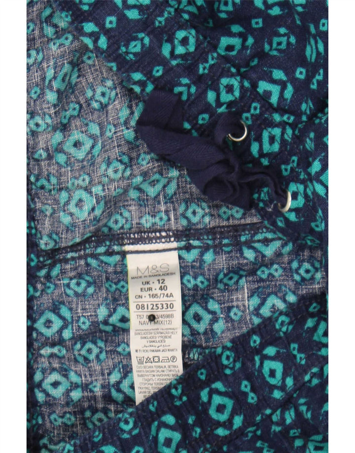 Saia feminina Marks & Spencer A-Line Reino Unido 12 Médio W30 Azul Marinho Geométrico