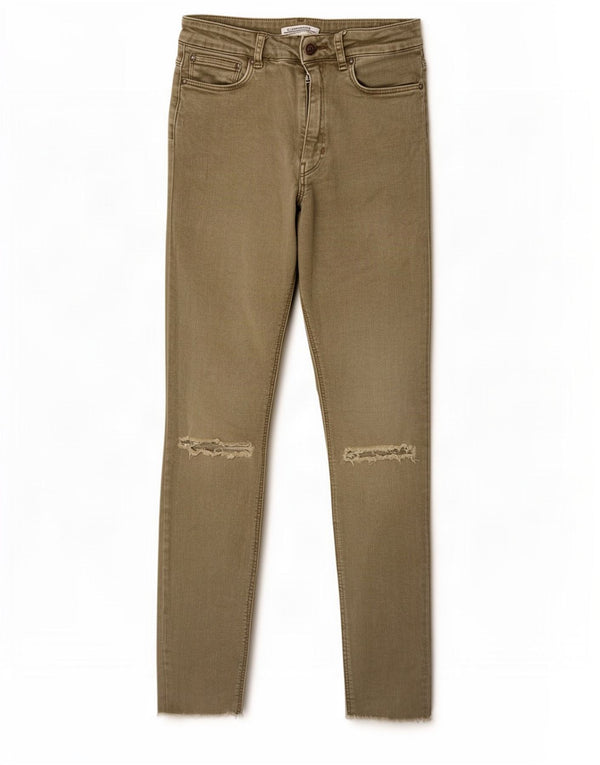 Calça jeans skinny feminina Zara EU 36 XS W26 L28 cáqui