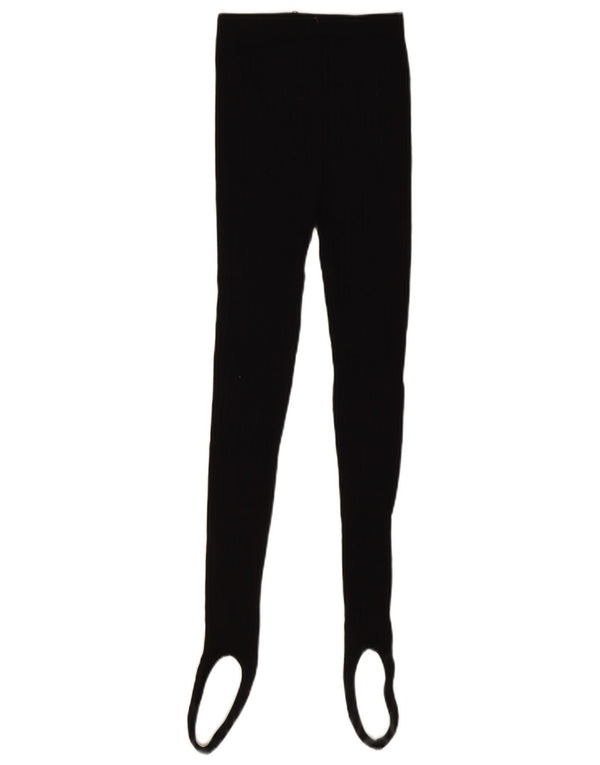 Zara Womens Stirrup Leggings UK 12 Médio Algodão Preto