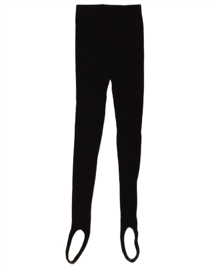 Zara Womens Stirrup Leggings UK 12 Médio Algodão Preto
