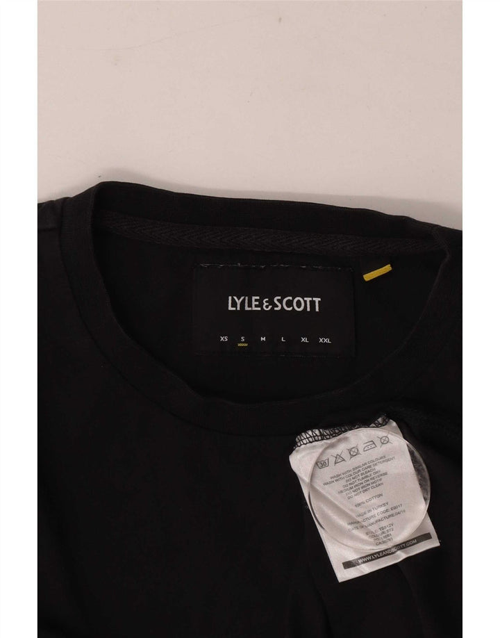 Lyle & Scott Camiseta masculina de manga comprida pequena de algodão preto