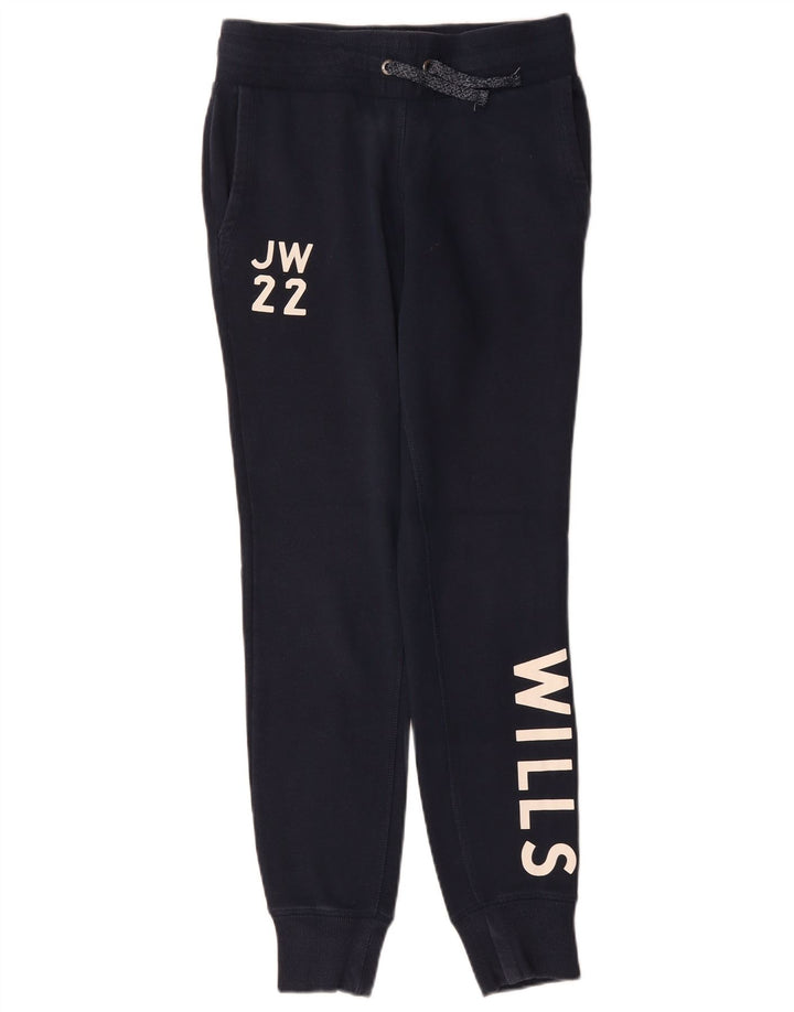 Calça esportiva feminina JACK WILLS com estampa gráfica e joggers Reino Unido 8 pequeno azul marinho