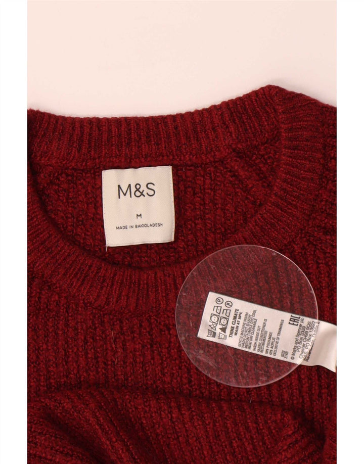 Suéter masculino Marks & Spencer com gola redonda, médio borgonha poliamida