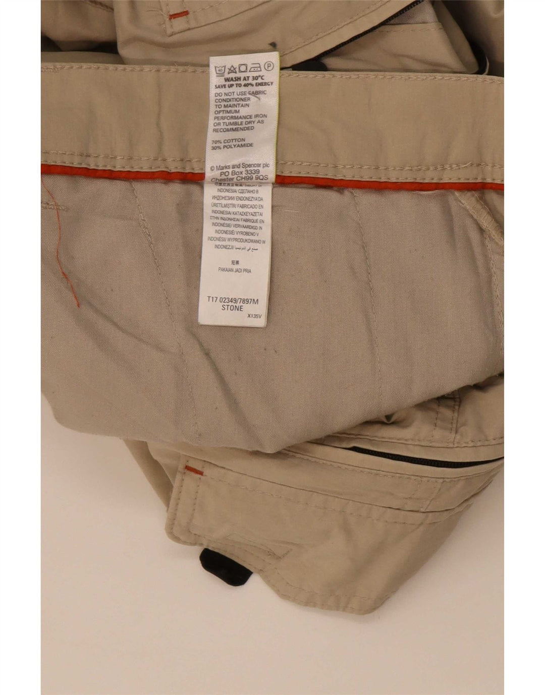 Bermuda cargo masculina Marks & Spencer W40 XL algodão bege