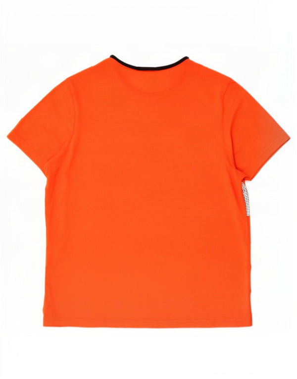 Camiseta masculina Lacoste tamanho superior 6 XL laranja colorblock algodão
