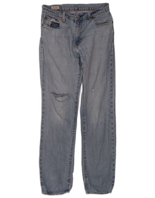 Calça jeans reta masculina Levi's desgastada W32 L32 azul algodão