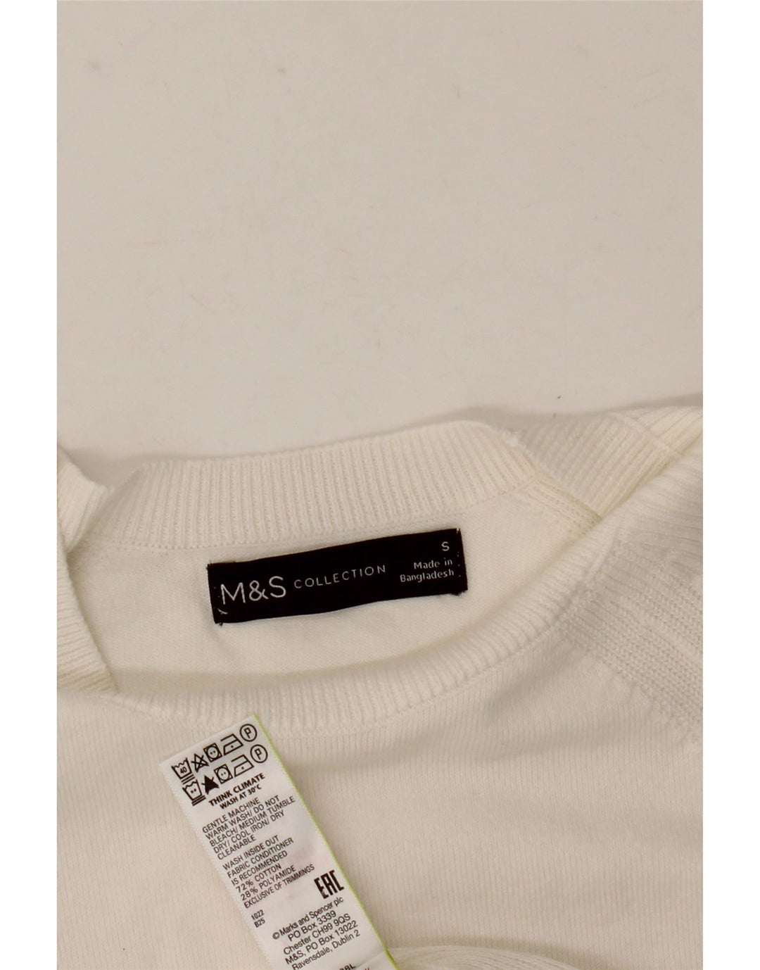 Suéter feminino Marks & Spencer com gola canoa Reino Unido 10 pequeno branco