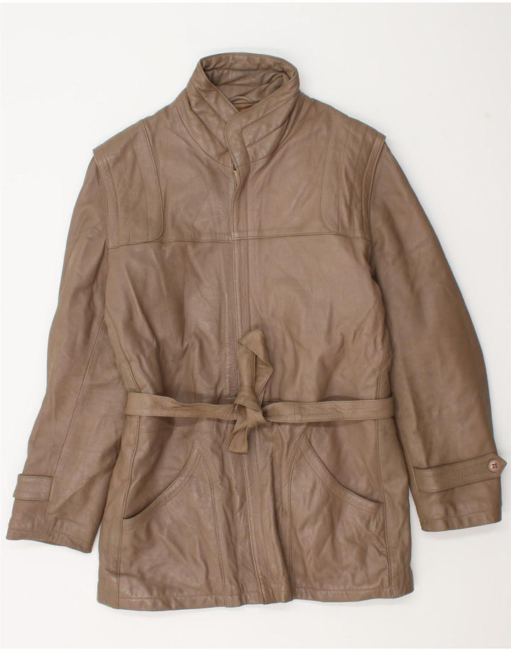 Jaqueta de couro masculina vintage IT 46 pequena marrom