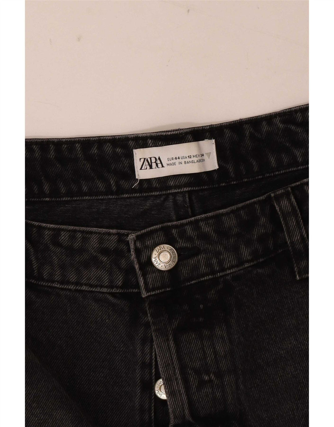 Zara Shorts jeans feminino desgastado EU 44 XL W34 preto