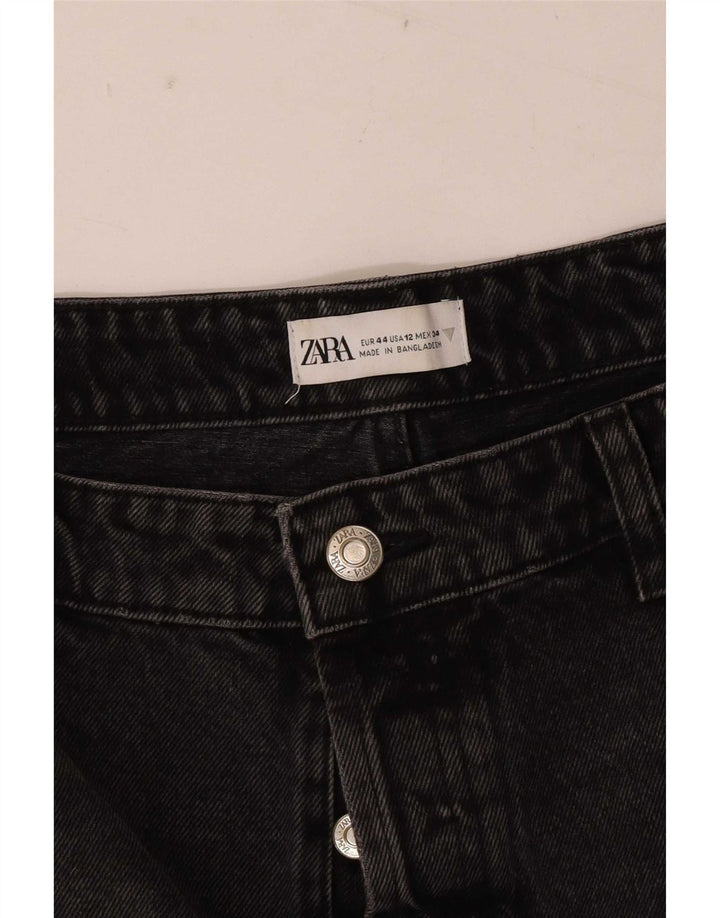Zara Shorts jeans feminino desgastado EU 44 XL W34 preto