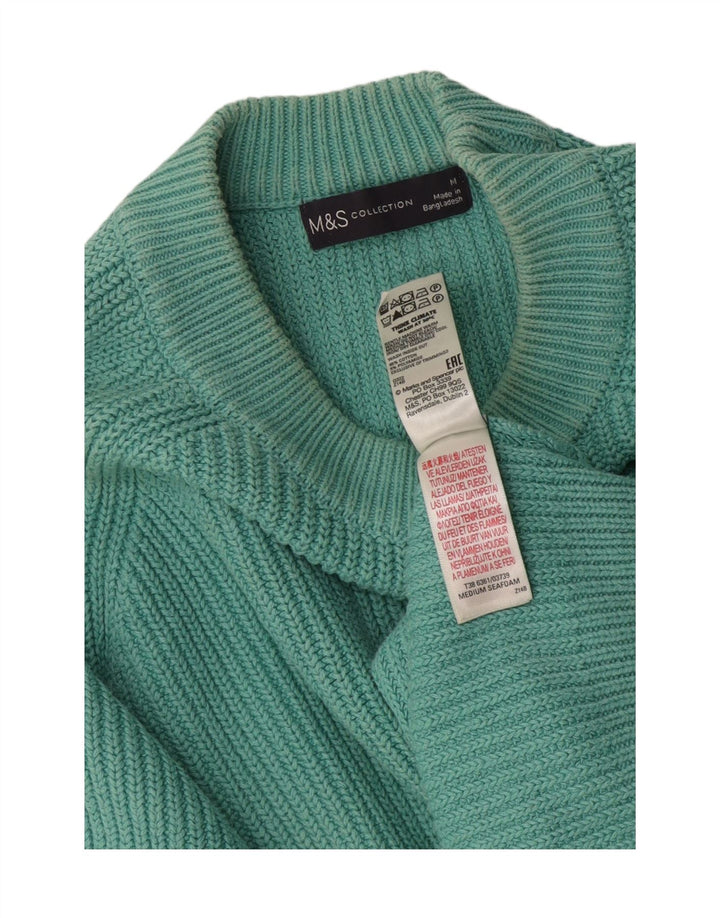 Suéter feminino Marks & Spencer com gola redonda Reino Unido 14 turquesa médio